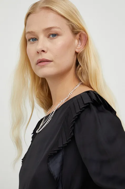 Halenka The Kooples dámská, černá barva, hladká