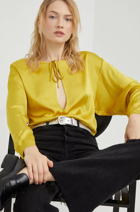 Блуза American Vintage в жълто с изчистен дизайн