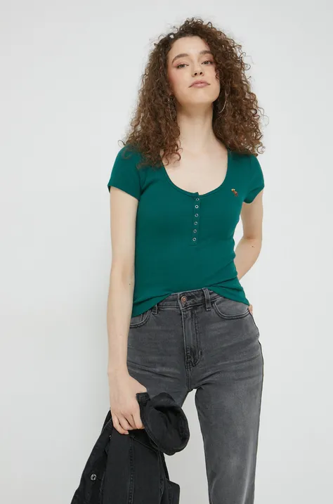 Kratka majica Abercrombie & Fitch ženska, zelena barva