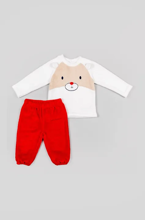 zippy piżama dziecięca kolor czerwony z nadrukiem