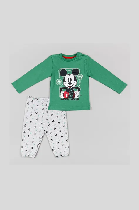 Dječja pamučna pidžama zippy boja: zelena, s uzorkom