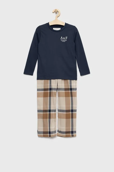 Dječja pidžama Abercrombie & Fitch boja: tamno plava, glatka
