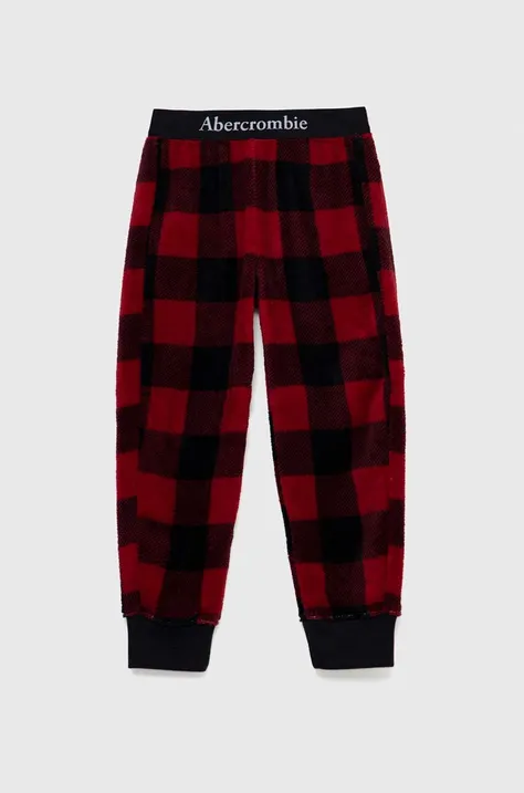 Dětské pyžamové kalhoty Abercrombie & Fitch červená barva