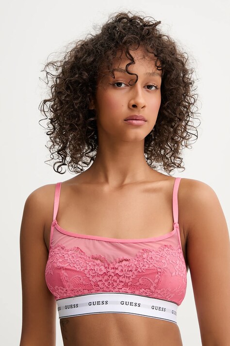 Guess sutien culoarea roz, dantela, modelator