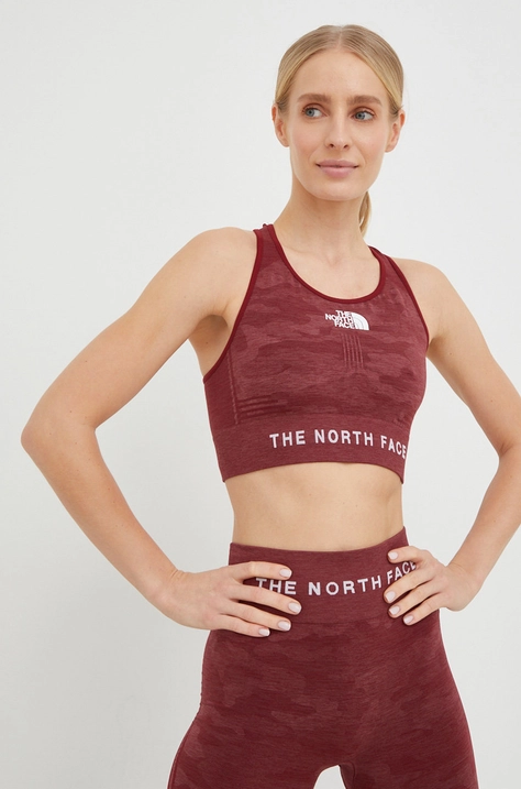 Спортивний бюстгальтер The North Face колір бордовий візерунок