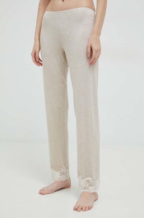 United Colors of Benetton spodnie piżamowe damskie kolor beżowy