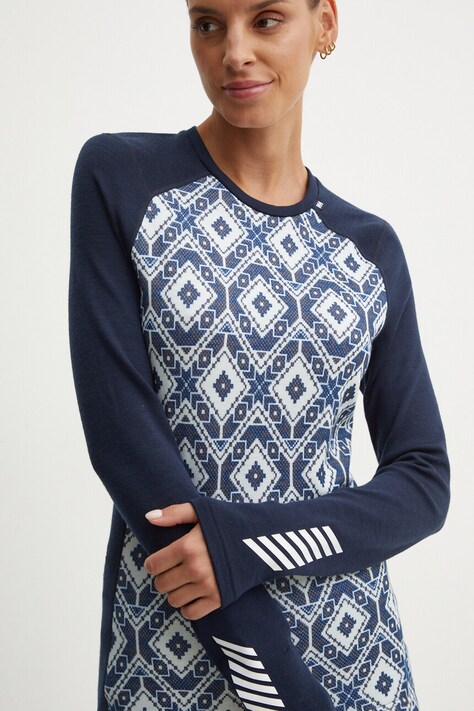Helly Hansen longsleeve funkcyjny LIFA MERINO kolor granatowy 49379