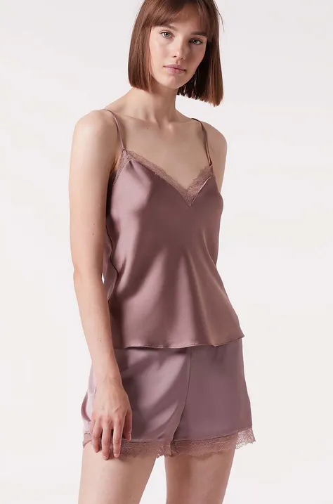 Etam szorty piżamowe SENTIMENT - SHORT damskie kolor różowy koronkowa