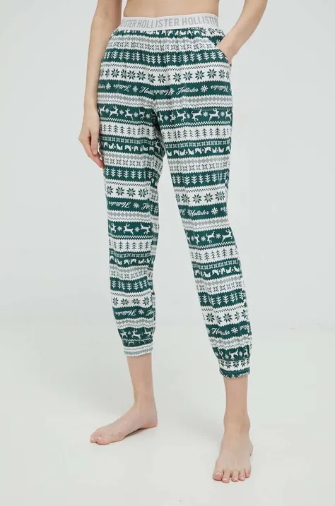 Dugi doljnji dio pidžame Hollister Co. za žene, boja: zelena