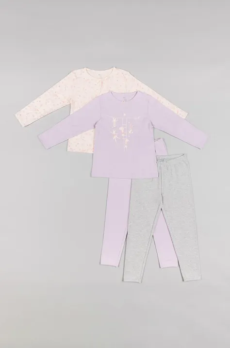 zippy piżama dziecięca kolor fioletowy z nadrukiem