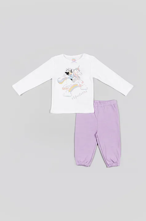 zippy piżama niemowlęca kolor fioletowy z nadrukiem