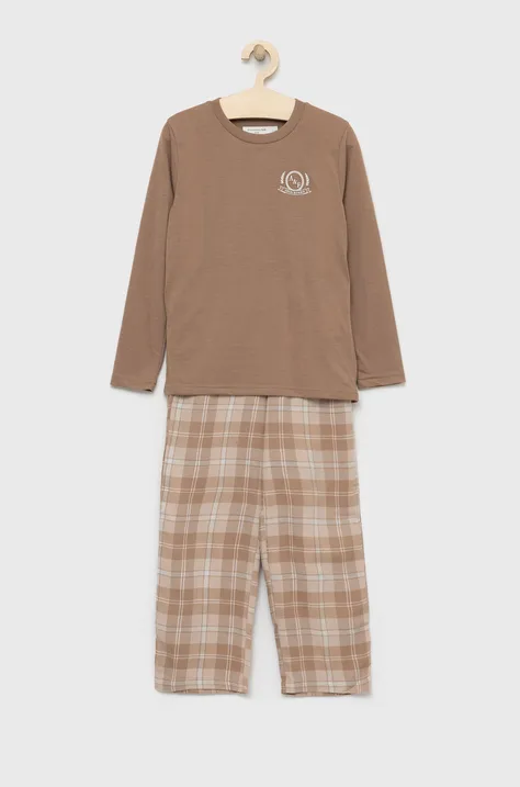 Detské pyžamo Abercrombie & Fitch béžová farba, jednofarebná