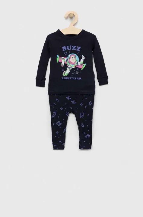 Detské bavlnené pyžamo GAP tmavomodrá farba, vzorovaná