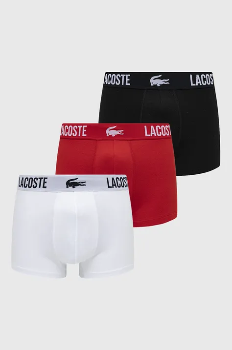 Boxerky Lacoste 3-pack pánské, červená barva