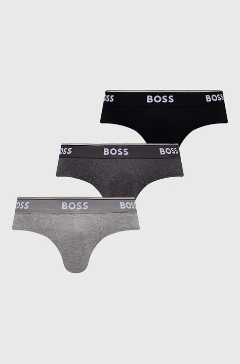 BOSS slipy 3-pack męskie kolor szary 50475273