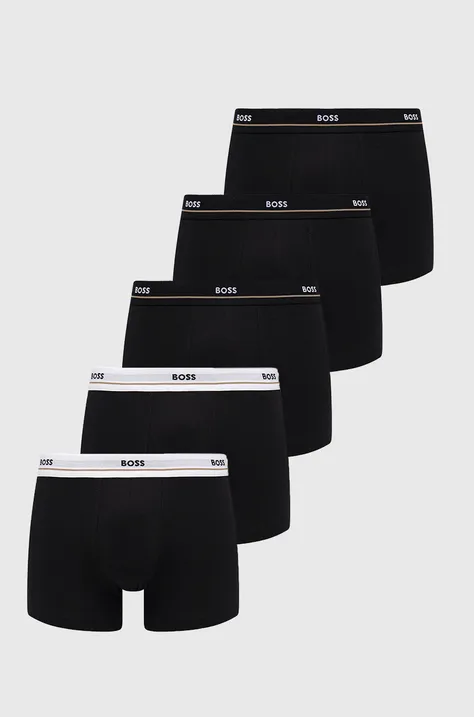 Boxerky BOSS 5-pack pánské, černá barva, 50475275