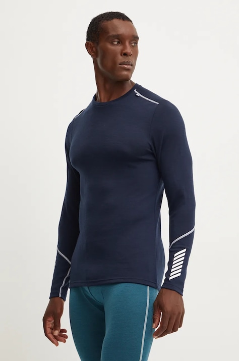 Helly Hansen longsleeve funcțional din lână LIFA MERINO culoarea albastru marin, 49364