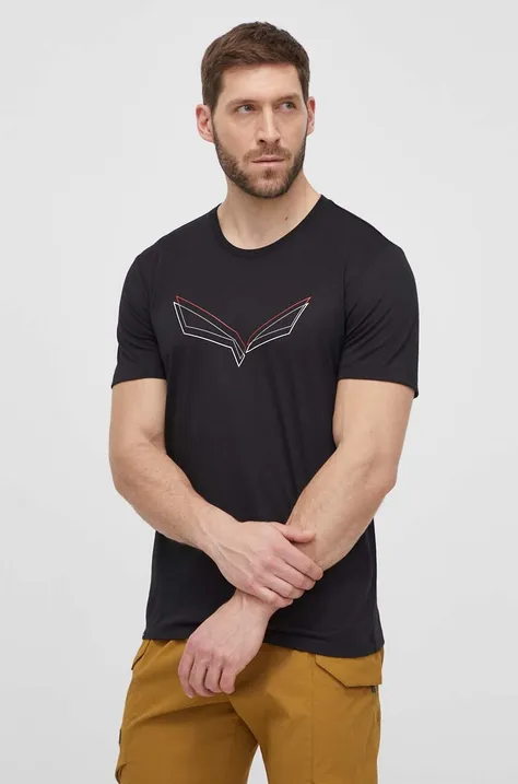 Športové tričko Salewa Pure Eagle Frame Dry čierna farba, s potlačou