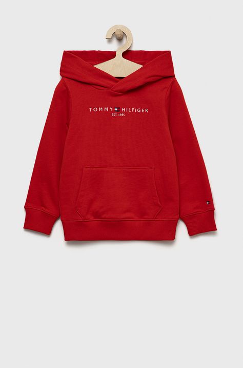 Παιδική βαμβακερή μπλούζα Tommy Hilfiger χρώμα: κόκκινο,