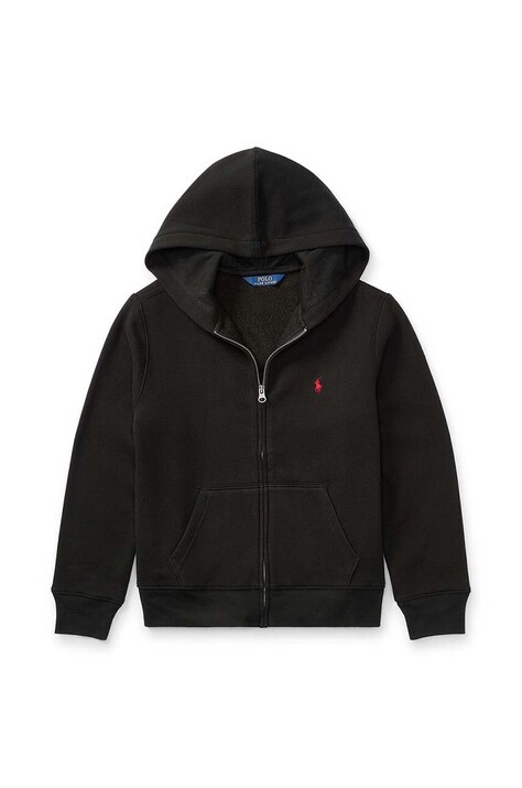 Dětská mikina Polo Ralph Lauren černá barva, hladká