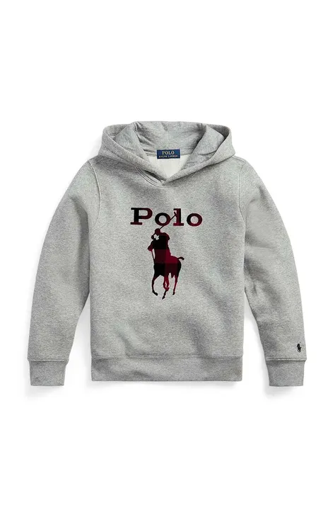 Παιδική μπλούζα Polo Ralph Lauren χρώμα: γκρι, με κουκούλα