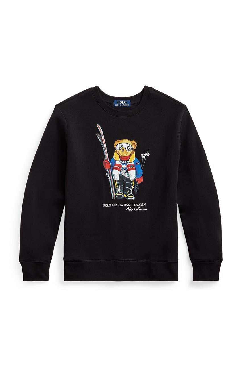 Polo Ralph Lauren bluza dziecięca kolor czarny z nadrukiem