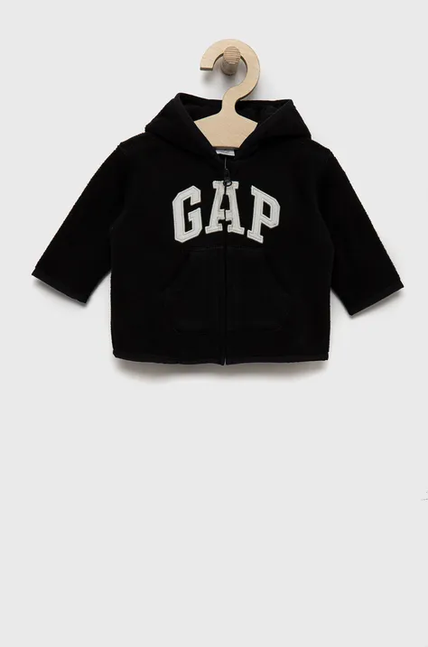 GAP bluza dziecięca kolor czarny z kapturem z aplikacją