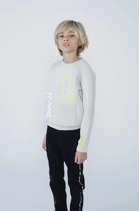Karl Lagerfeld bluza dziecięca kolor beżowy z nadrukiem