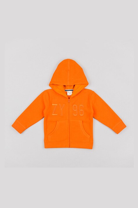 zippy bluza copii culoarea portocaliu, cu glugă, cu imprimeu
