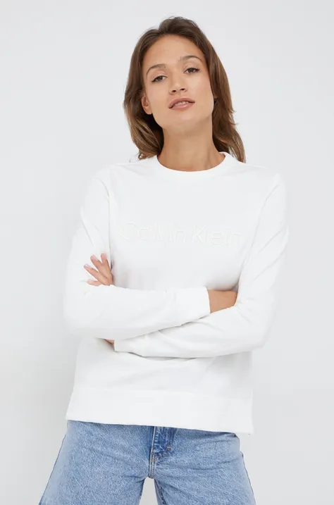 Dukserica Calvin Klein za žene, boja: bijela, s aplikacijom