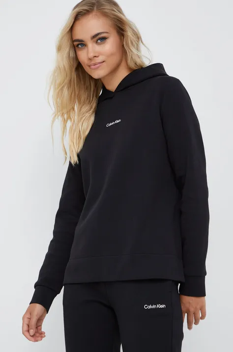 Calvin Klein bluza damska kolor czarny z kapturem z nadrukiem