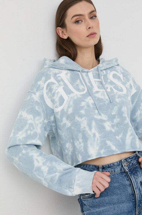 Guess felpa in cotone donna con cappuccio