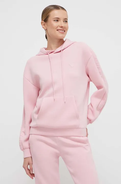 Μπλούζα Guess χρώμα: ροζ, με κουκούλα