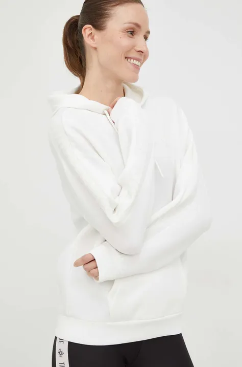 Кофта Guess жіноча колір білий з капюшоном з аплікацією