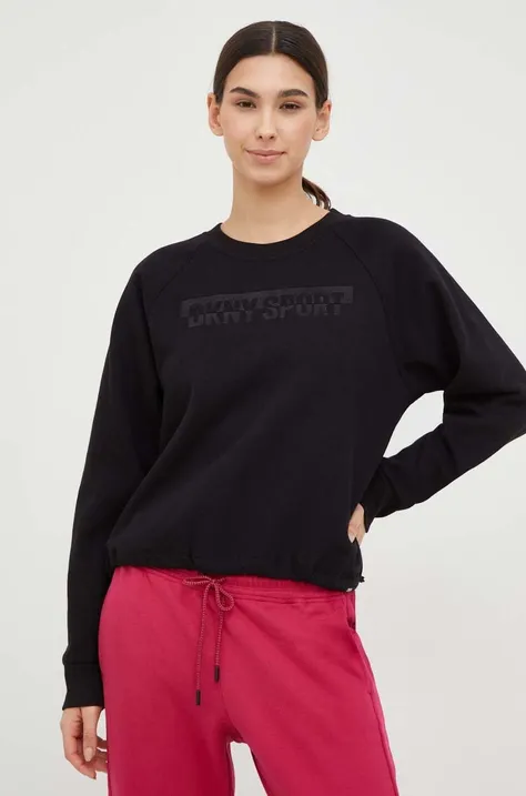 Dkny bluza damska kolor czarny z aplikacją