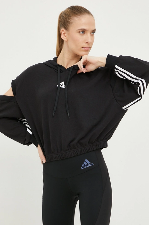 Mikina adidas dámská, černá barva, hladká