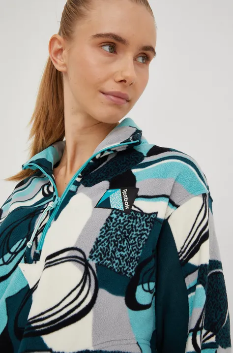 Reebok Classic bluza damska kolor turkusowy wzorzysta