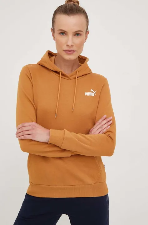 Puma bluza damska kolor żółty z kapturem gładka