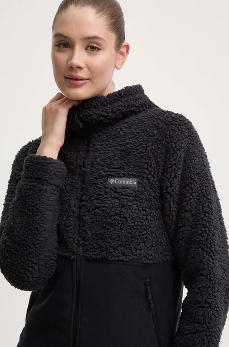 Αθλητική μπλούζα Columbia Winter Pass Sherpa Hoode χρώμα: μαύρο, με κουκούλα 2013293