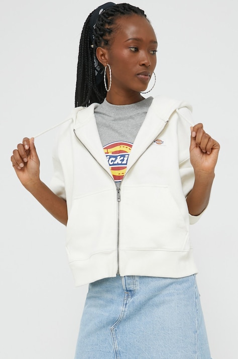 Dickies bluza damska kolor biały z kapturem z aplikacją