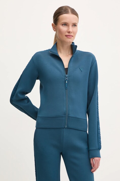 Guess bluza NEW ALLIE femei, culoarea turcoaz, neted, V2YQ17 K7UW2