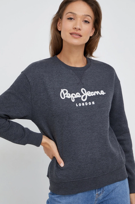 Суичър Pepe Jeans в сиво с апликация