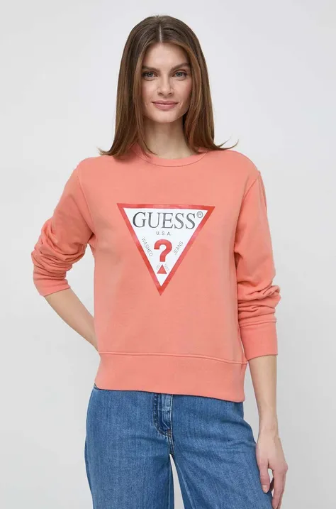 Guess bluza damska kolor pomarańczowy z nadrukiem