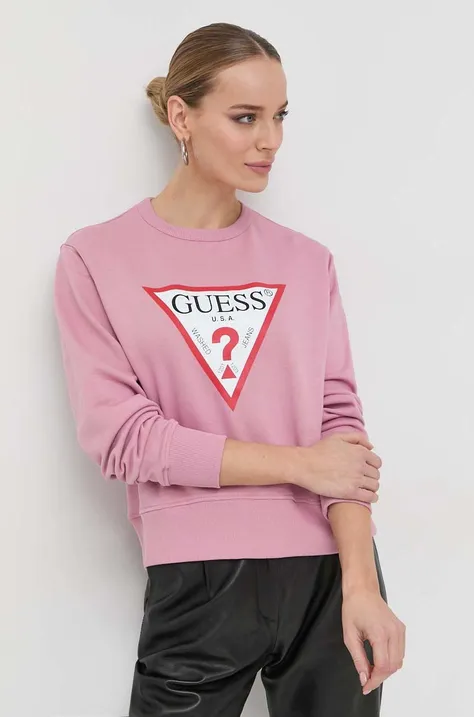 Guess bluza damska kolor różowy z nadrukiem
