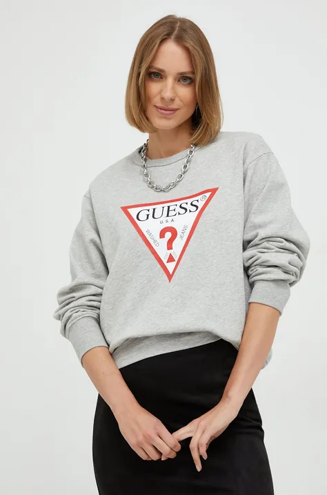 Суичър Guess в сиво с принт W2YQ16 KBA10