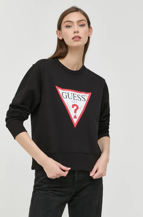 Guess bluza damska kolor czarny z nadrukiem W2YQ16 KBA10