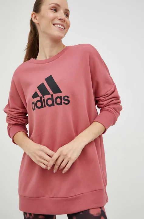 adidas Performance bluza bawełniana damska kolor różowy z nadrukiem