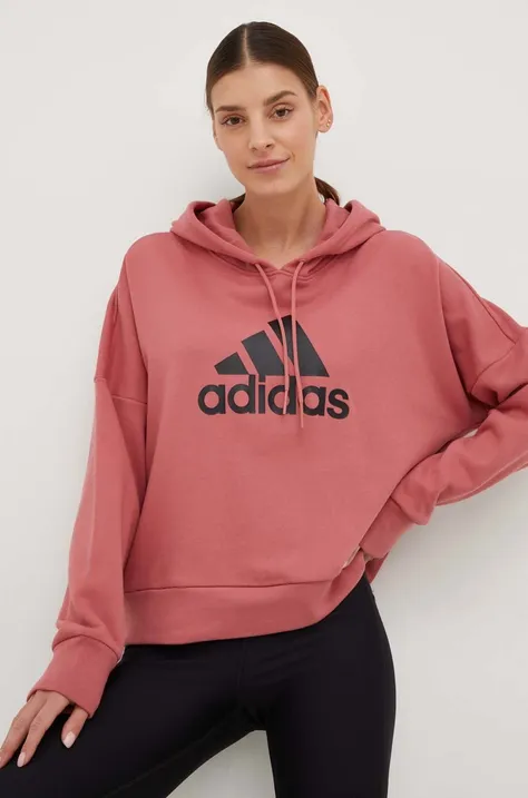Μπλούζα adidas Performance χρώμα: ροζ, με κουκούλα