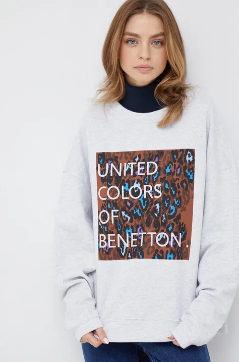Хлопковая кофта United Colors of Benetton женская цвет серый меланж