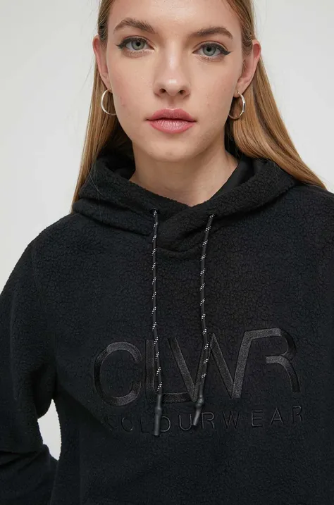 Mikina Colourwear dámska, čierna farba, s kapucňou, jednofarebná